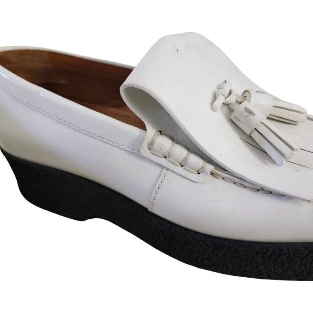 Celine Phoebe Philo Chunky Platform Kiltie Loafers White 41 11 - Picture 8 of 10